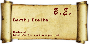 Barthy Etelka névjegykártya